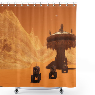 Personality  Mars Planet Outpost Shower Curtains