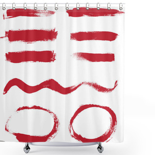 Personality  Red Hand Painted Vector Abstract Brush Strokes And Circles Collection Shower Curtains