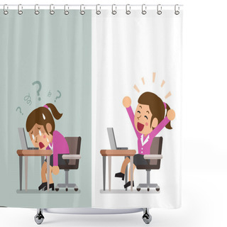 Personality  Cartoon Businesswoman Expressing Different Emotions Shower Curtains