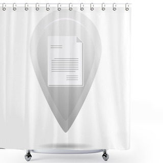 Personality  Gray Map Pointer Sign Icon With Document Shower Curtains