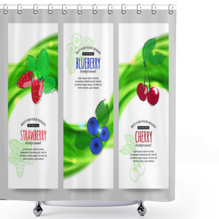 Personality  Berries On Summer Vertical Banners Shower Curtains