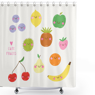 Personality  Cute Set With Smiling Fruits Shower Curtains