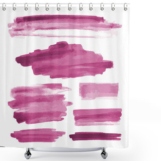 Personality  Pink Watercolor Shapes, Splotches, Stains, Paint Brush Strokes. Abstract Watercolor Texture Backgrounds Set. Isolated On White Background. Vector Illustration. Shower Curtains