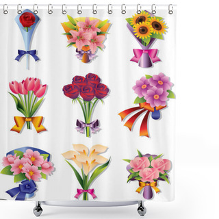 Personality  Flower Bouquet Icons Shower Curtains