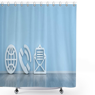 Personality  Big Contact Icons In Bright Colorful Interior 3D Rendering Shower Curtains
