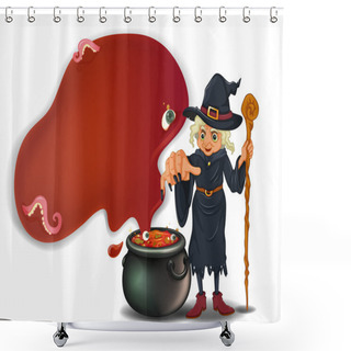 Personality  A Witch Holding A Stick With A Pot Shower Curtains