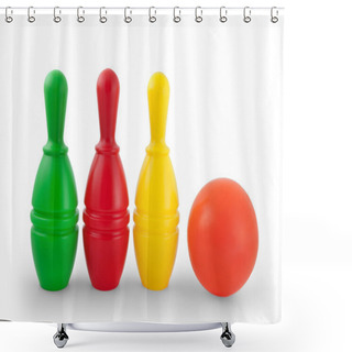 Personality  Varicoloured Bowling Pins Shower Curtains