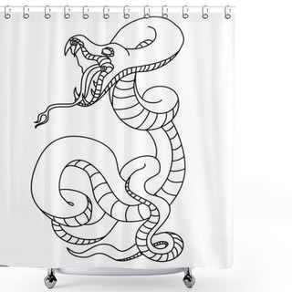 Personality  Outline Of Snake Vector. Hand Drawn Cobra Isolate On White Shower Curtains