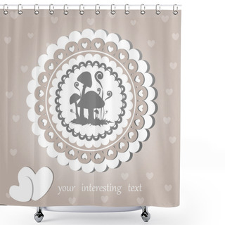 Personality  Vector Vintage Background With Mushrooms. Shower Curtains
