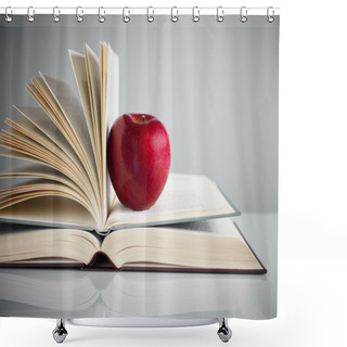 Personality  Red Apple On Books Shower Curtains