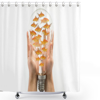 Personality  Fish Swimming Against Clear Light Bulb Shower Curtains