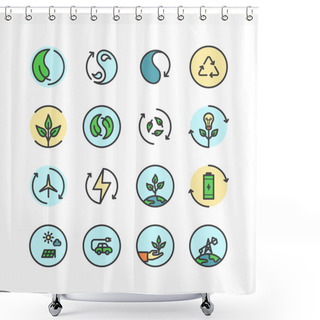 Personality  Renewable Energy Icons Set Made In Flat Style Shower Curtains