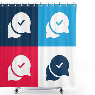 Personality  Approval Blue And Red Four Color Minimal Icon Set Shower Curtains