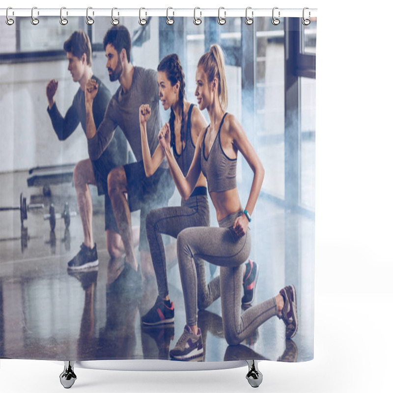Personality  sporty people exercising in gym  shower curtains