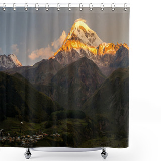 Personality  The Top Of Mount Kazbek In The Rising Sun Shower Curtains