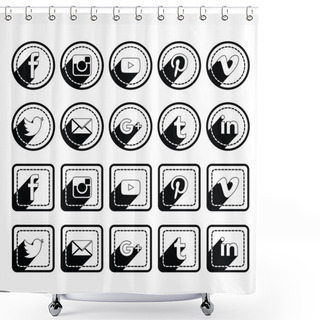 Personality  Black Shadow Social Icons Sets Shower Curtains