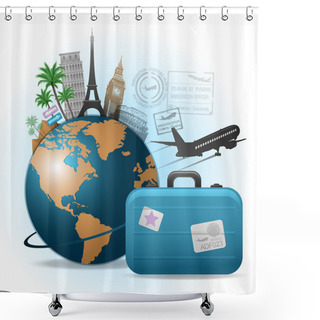 Personality  Travel Background Shower Curtains