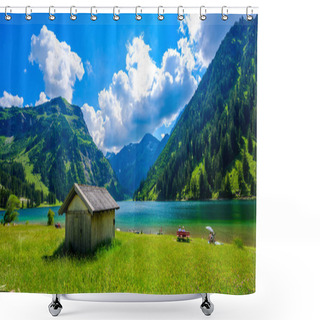 Personality  Vilsalpsee (Vilsalp Lake) At Tannheimer Tal, Beautiful Mountain Scenery In Alps At Tannheim, Reutte, Tirol - Austria Shower Curtains