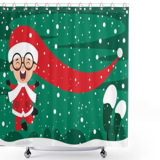 Personality  Christmas Greeting With Cartoon Characters Shower Curtains