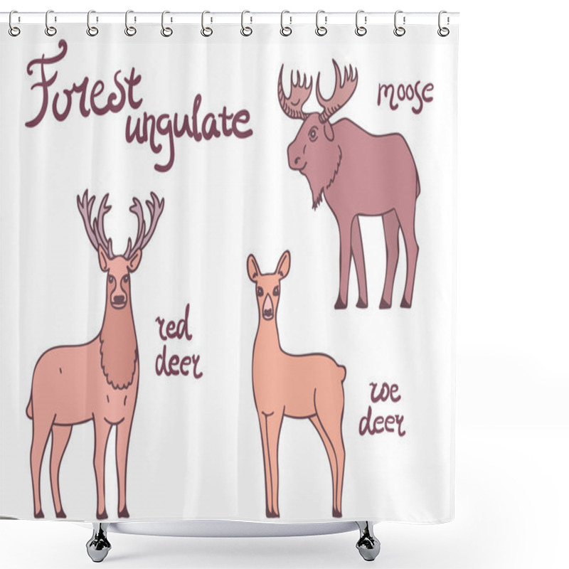 Personality  Forest Ungulate Animals Set. Shower Curtains