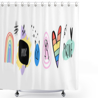 Personality  LGBT Concept. Doodle Style Vector Colorful Illustrations. Shower Curtains