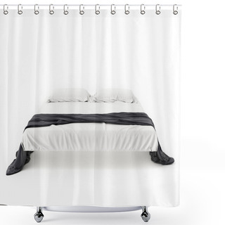 Personality  White Bed In Empty Space Isolated On White, Render Shower Curtains