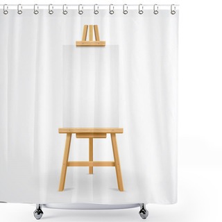 Personality  Wooden Easel Empty. Vector Shower Curtains