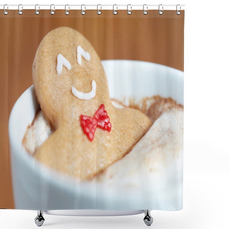 Personality  Gingerbread man in hot chocolate shower curtains