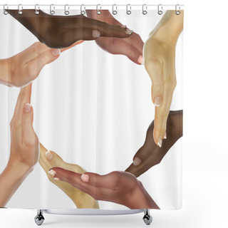 Personality  Human Hands As Symbol Of Ethnical Diversity Shower Curtains