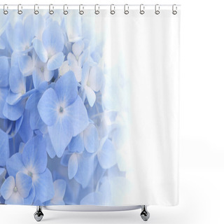 Personality  Beautiful Petal Of Blue Hydrangea Or Hortensia Flowers (Hydrangea Macrophylla) Fading Into White Background. Soft Dreamy Feel. Nature Background. Shower Curtains