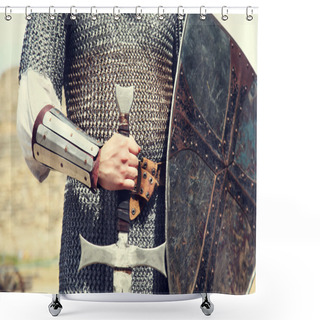 Personality  Knight. Photo In Vintage Style Shower Curtains