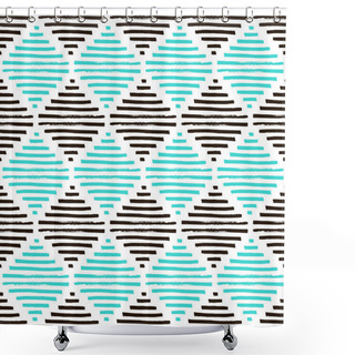 Personality  Simple Geometric Pattern. Brown, Light Blue And White Colors. Vi Shower Curtains
