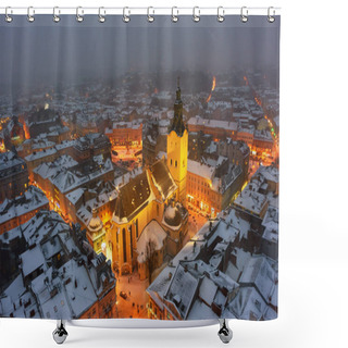 Personality  Gorgeus Cityscape Of Winter Lviv City Shower Curtains