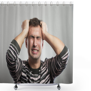 Personality  Frustrated Man Shower Curtains