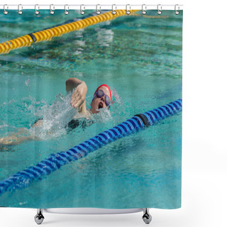 Personality  Girl Swim Race Shower Curtains
