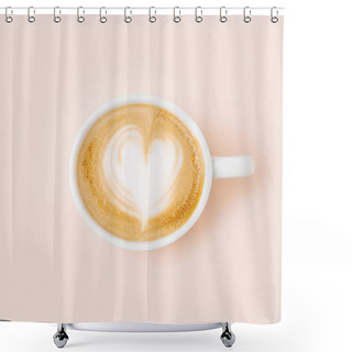 Personality  Coffee Cup On Pale Pink Background, Top View  Shower Curtains