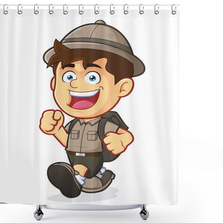 Personality  Boy Scout Or Explorer Boy Walking Shower Curtains