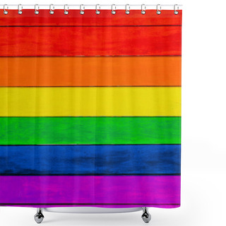 Personality  Trims In Rainbow Colors. Colorful Wooden Background. Gay Flag. Shower Curtains