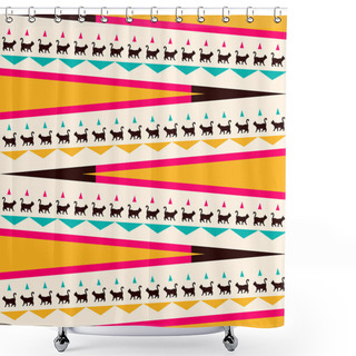 Personality  Traditional Colorful Ornament With Cats Shower Curtains