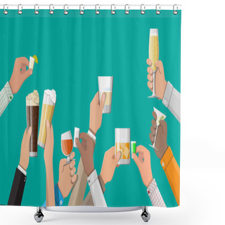 Personality  Hands Group Holding Glasses With Drinks Shower Curtains