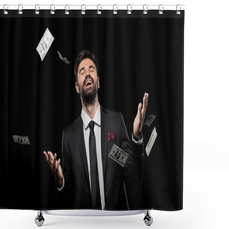 Personality  Businessman Throwing Money Shower Curtains