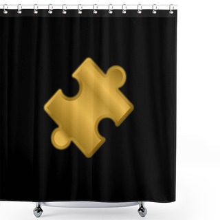 Personality  Black Rotated Puzzle Piece Gold Plated Metalic Icon Or Logo Vector Shower Curtains