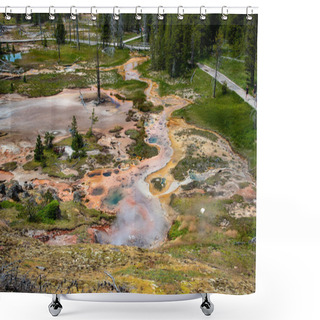 Personality  Artists Painpots Geothermal Area In Yellowstone National Park Shower Curtains
