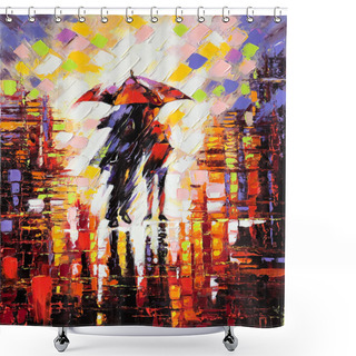 Personality  Two Enamoured Under An Umbrella Shower Curtains