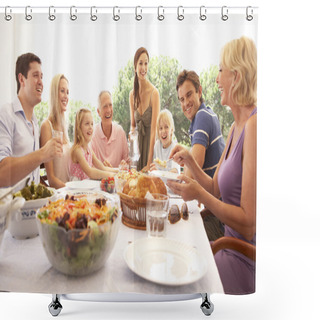 Personality  A Family, With Parents, Children And Grandparents, Enjoy A Picni Shower Curtains