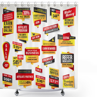 Personality  Set Of Stickers And Banners Shower Curtains