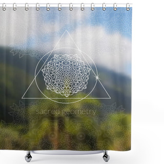 Personality  Boho Sacred Geometry Mandala On Tropic Background Shower Curtains
