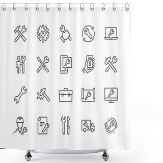 Personality  Simple Set Of Repair Related Vector Line Icons. Contains Such Icons As Screwdriver, Engineer, Tech Support And More. Editable Stroke. 48x48 Pixel Perfect. Shower Curtains