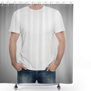 Personality  Blank White T-shirt With Copy Space Shower Curtains