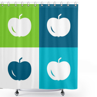 Personality  Apple Of Black Shape Flat Four Color Minimal Icon Set Shower Curtains